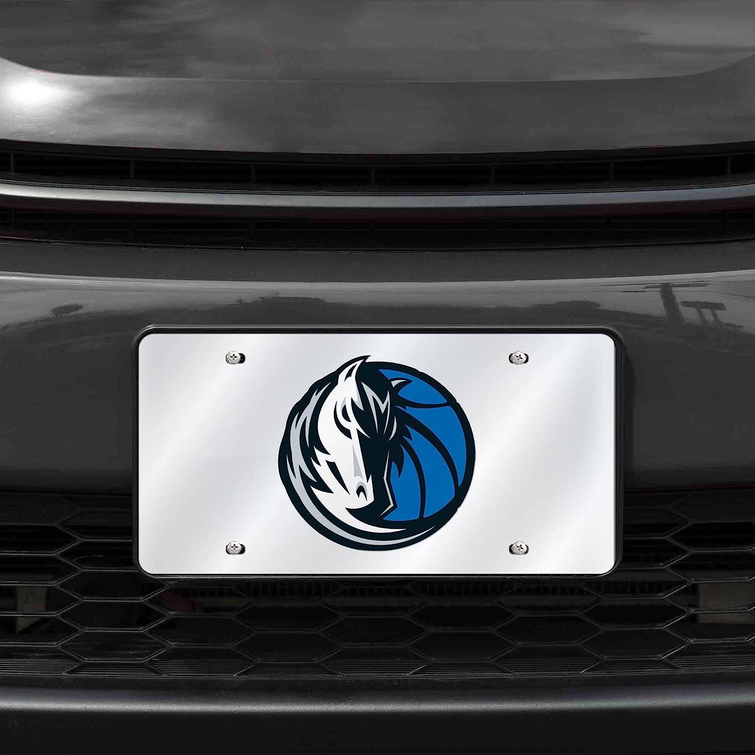 Alt View 4. Rico Industries - Dallas Mavericks NBA Logo Mirror Look LASER License Plate - Multi.