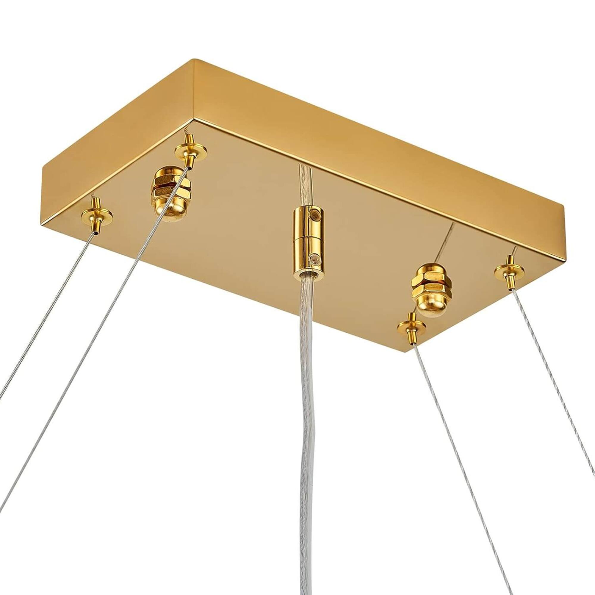 Alt View 4. Siljoy - 8-Light Gold Crystal Chandelier, Rectangular Flush Mount for Dining/Living Room & Kitchen Island - Gold.