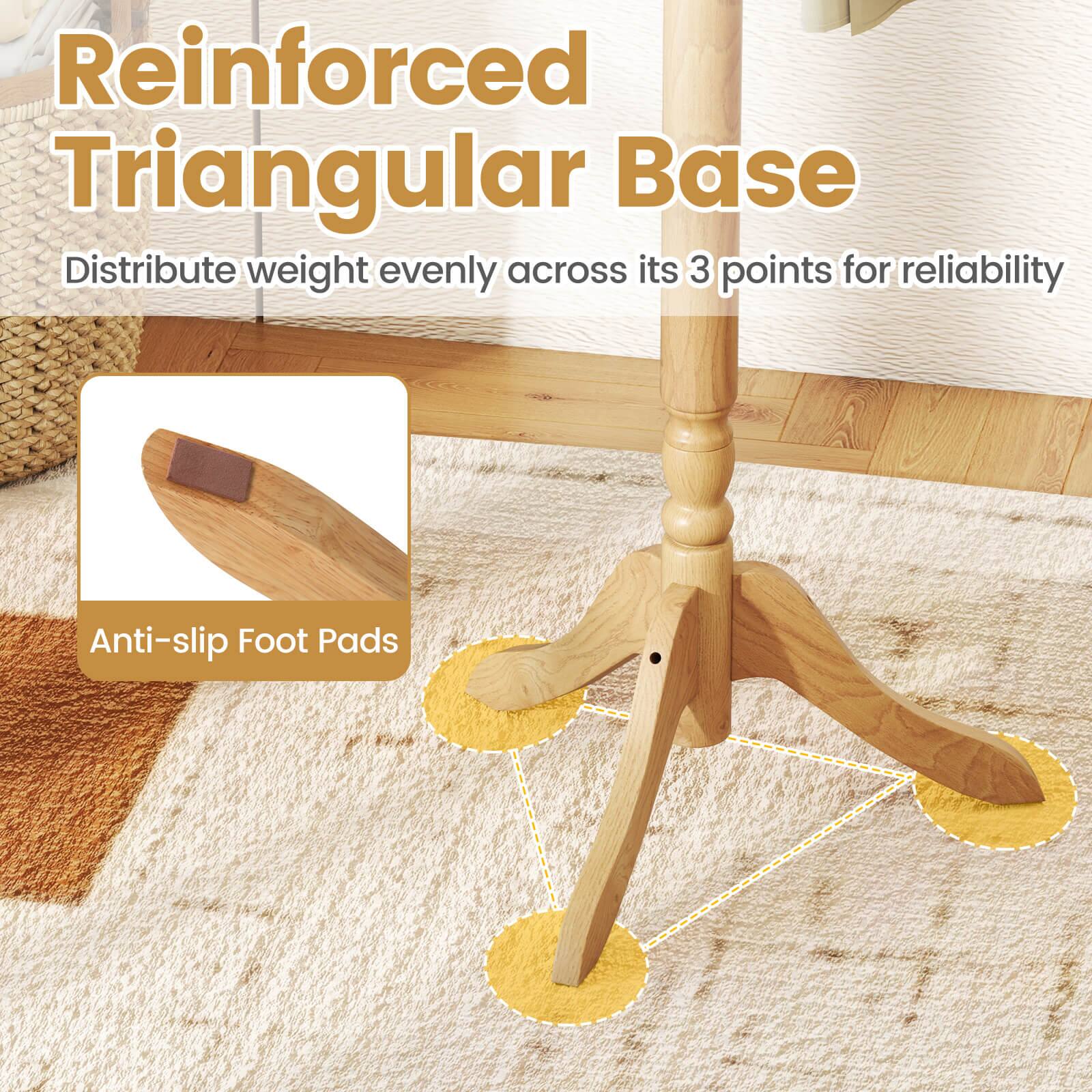 Reinforced Triangular Base, Distribute weight evenly across its 3 points for reliability, Anti-slip Foot Pads