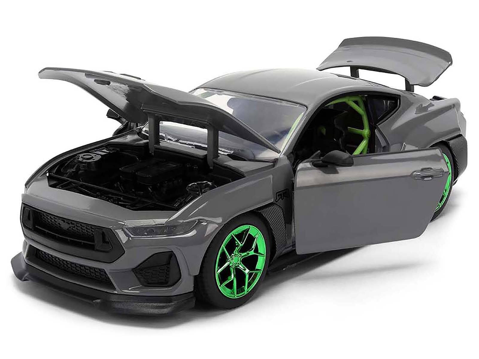 Alt View 1. Jada - 2024 Ford Mustang RTR Gray w/ Green Wheels "Bigtime Muscle" Series 1/24 Diecast Model Car by Jada - Multicolor.