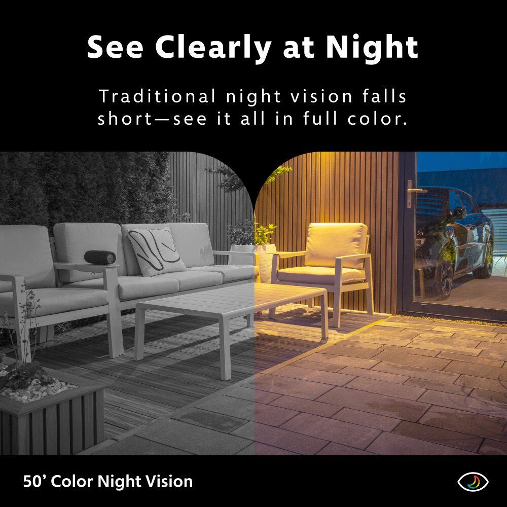 See Clearly at Night
Traditional night vision falls short—see it all in full color.
50' Color Night Vision