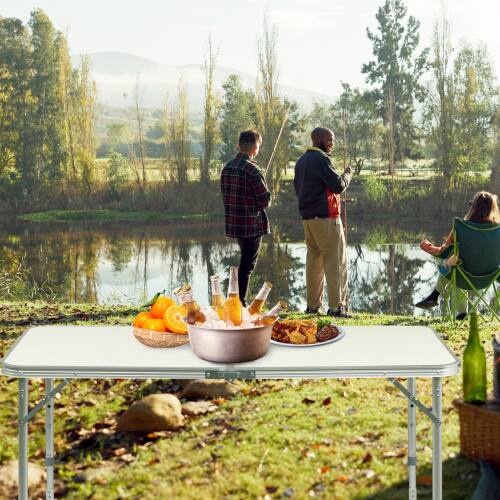 Alt View 9. Winado - 4 FT Folding Camping Table, Adjustable Height Aluminum Table, Portable Camping Table for Picnic, Beach, BBQ - Sliver.