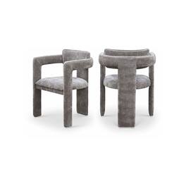 Meridian Furniture - Brenda Grey Chenille Fabric Dining Chair, Set of 2 - Gray