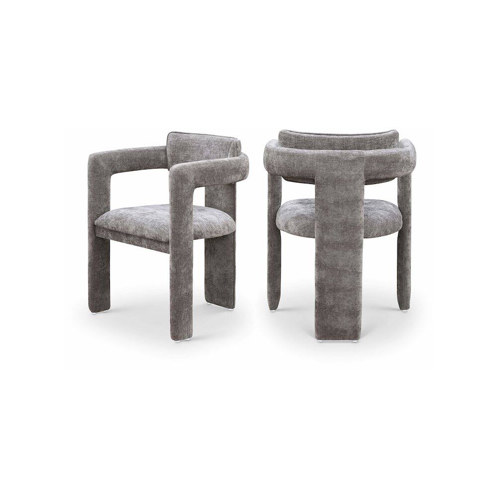 Front. Meridian Furniture - Brenda Grey Chenille Fabric Dining Chair, Set of 2 - Grey.