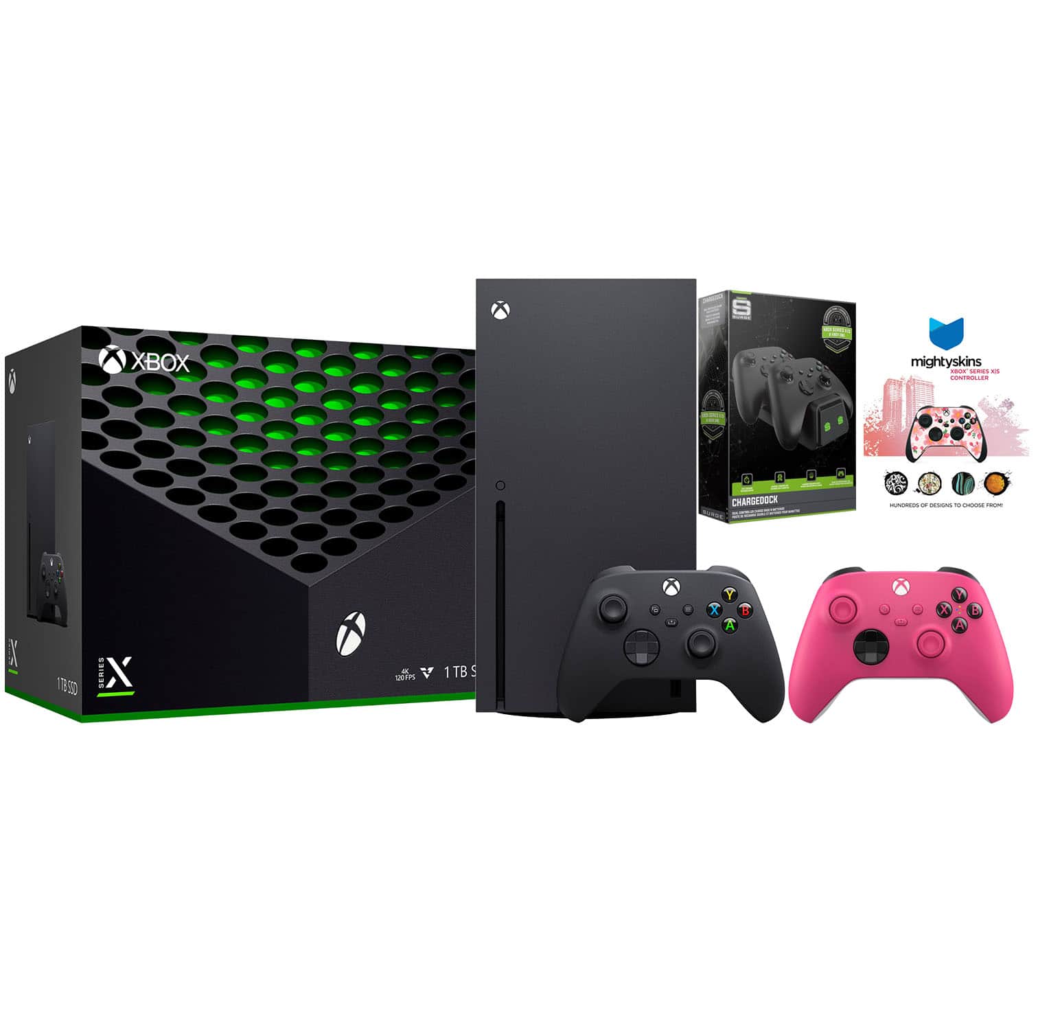 Xbox Series X 1TB Disc Console with Extra Controller, Charge Dock and MightySkins Code Bundle