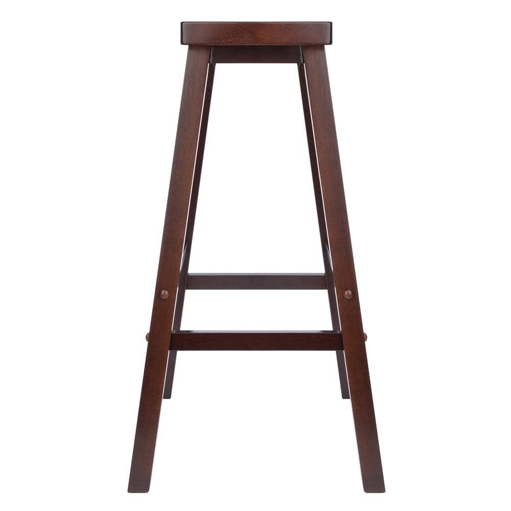 Back. FurniFact - Antique Walnut Solid Wood Saddle Seat Bar Stool - Walnut.