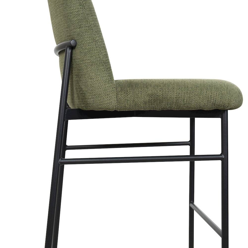Front. New Classic Furniture - Erik Metal & Fabric Bar Chair (Set of 2) - Green.