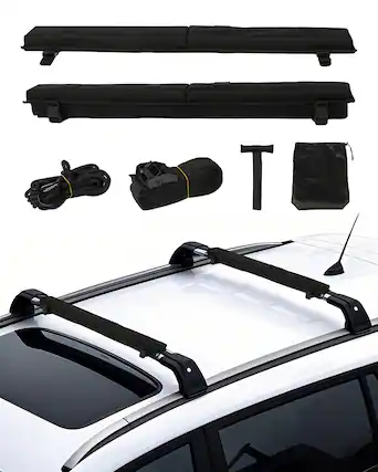 Front. VEVOR - Soft Roof Rack Pads, 30" Universal Car Roof Rack Pad for Various Crossbars, 176LBS Loading Luggage Kayak Carrier - Black.