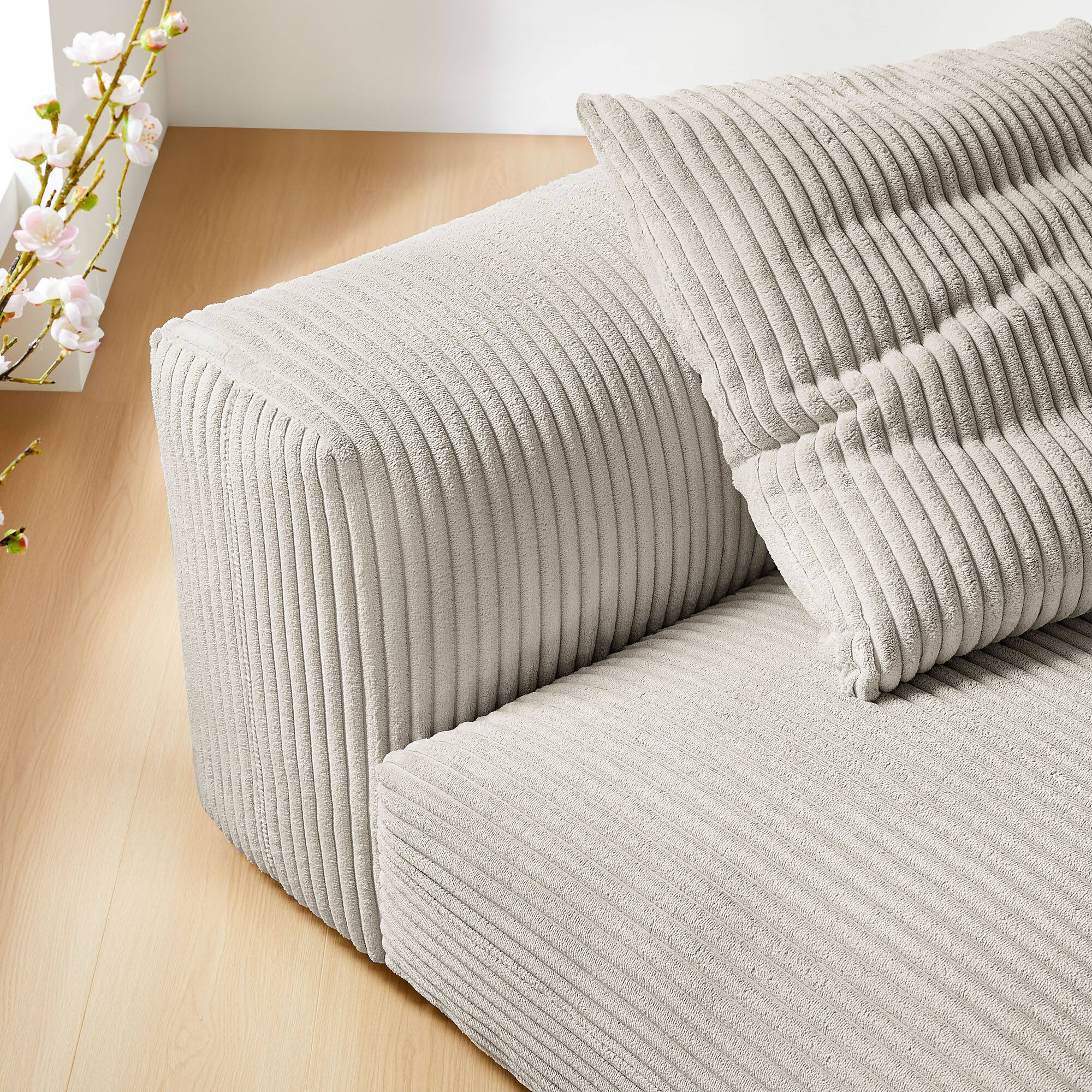 Alt View 8. Modway - Solace Modular Corduroy Upholstered Armless Chair by Modway - Almond.