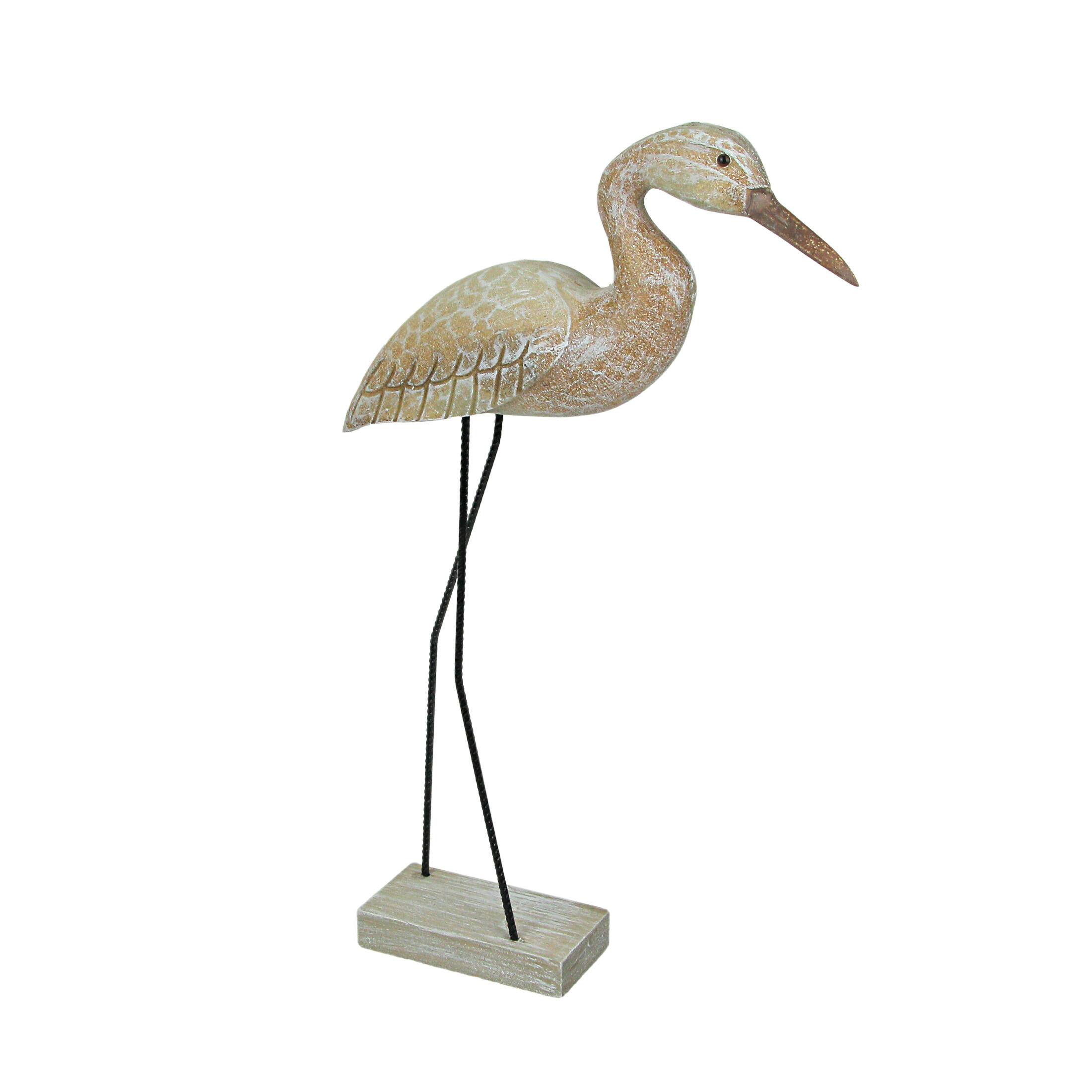 Alt View 1. J.D. Yeatts - 20 Inch Hand Carved White Washed Wood Heron Bird Statue Home Coastal Decor Sculpture - Brown.