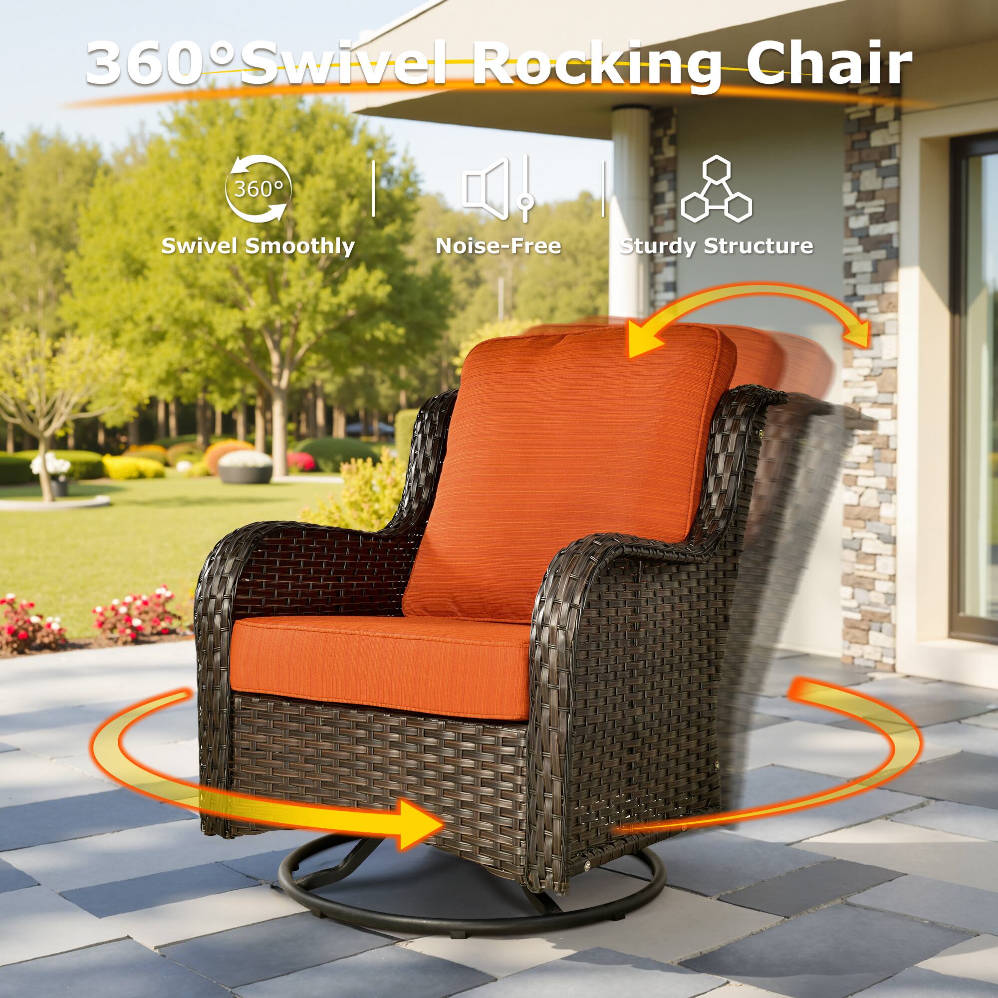 360° Swivel Rocking Chair

- Swivel Smoothly
- Noise-Free
- Sturdy Structure