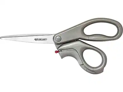 Front. Westcott - Westcott E-Z Open 8" Stainless Steel Multi-Purpose Scissors, Pointed Tip, Gray (13227) - Gray.