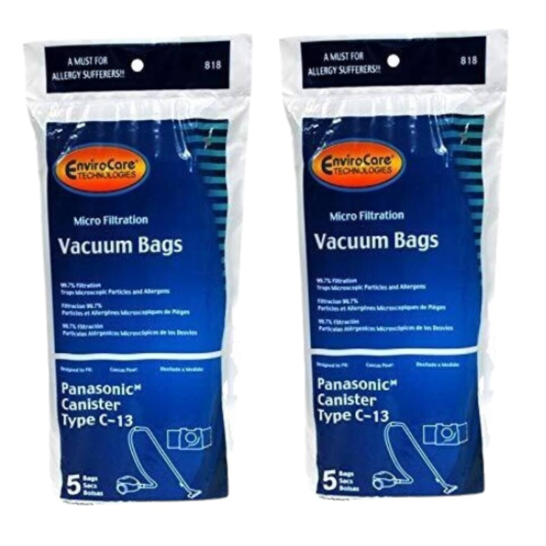A MUST FOR ALLERGY SUFFERERS!!  
818  
EnviroCore TECHNOLOGIES  
Micro Filtration Vacuum Bags  
Panasonic Canister Type C-13  
5 Sacs