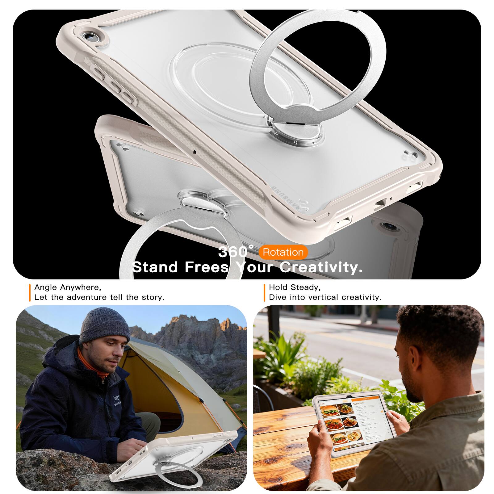 N 360 Rotation Stand Frees Your Creativity. Angle Anywhere, Hold Steady, Let the adventure tell the story. Dive into vertical creativity.