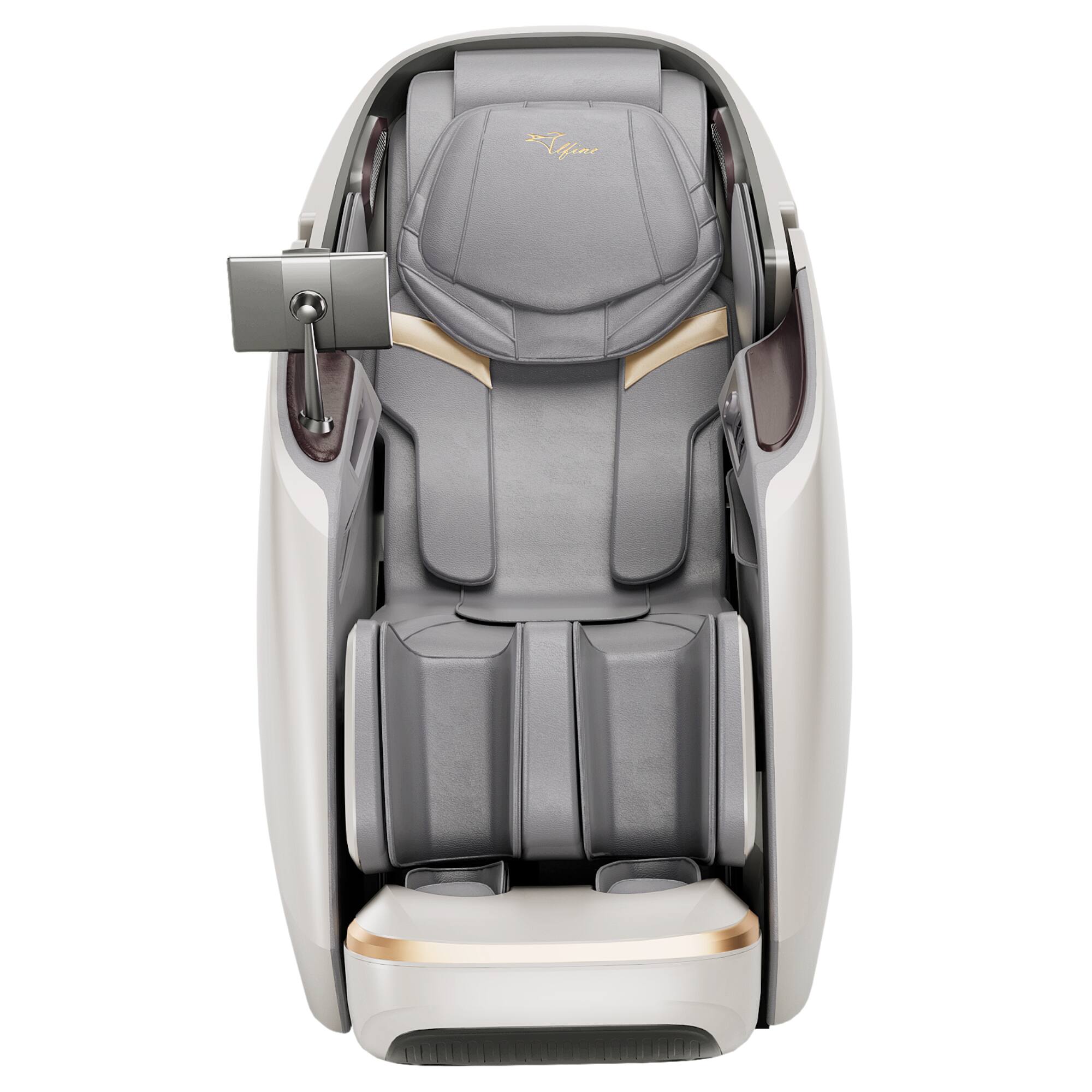 Angle. Alfine - Alfine A665 4D+ Yoga Queen Massage Chair,with Flexible Track,Full Body Stretch ,Calf Kneading ,Beige - Beige.