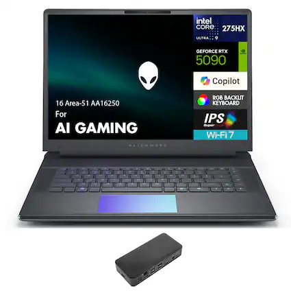 Intel Core 275HX Ultra 9
GeForce RTX 5090
Copilot
RGB Backlit Keyboard
IPS SuperClear
Wi-Fi 7
16 Area-51 AA16250 For AI Gaming