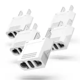 Fosmon - 5 Pack Travel Power Converter EU to US Plug Adapter, Converter Adapter European to US Plug Compact, 2 Prong - White