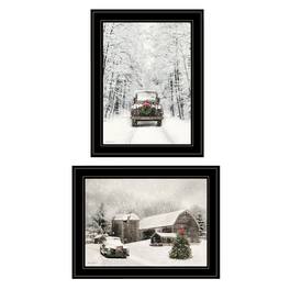 TinyHomie - Antique Christmas 2 Piece Vignette Lori Deiter Black Frame - White
