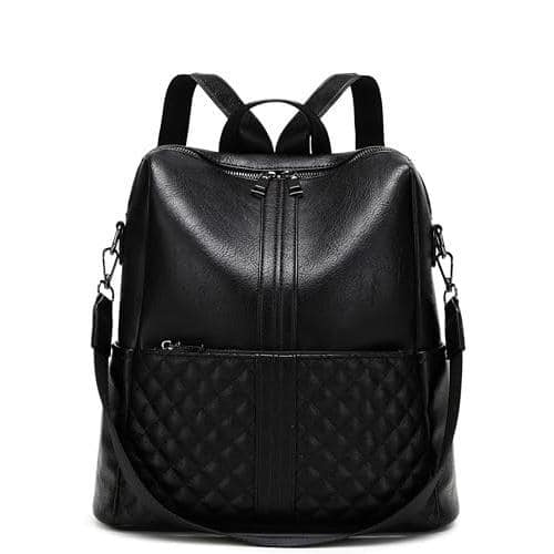 Live At Space - Daily Use Backpack Purse For Women Vegan Leather Travel Pack Fashion Multipurpose Design Shoulder Bags Handbag - Black-Medium