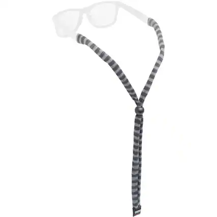 Front. Chums - Chums Original Standard Cotton Eyewear Retainer - Black/Gray Stripe - Black/Gray Stripe.