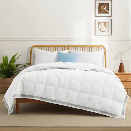 Front. Puredown - Puredown Luxurious Lightweight Cooling Down Blanket Summer Breathable Comforter for Hot Sleeper, White, 90" x 90" - White.