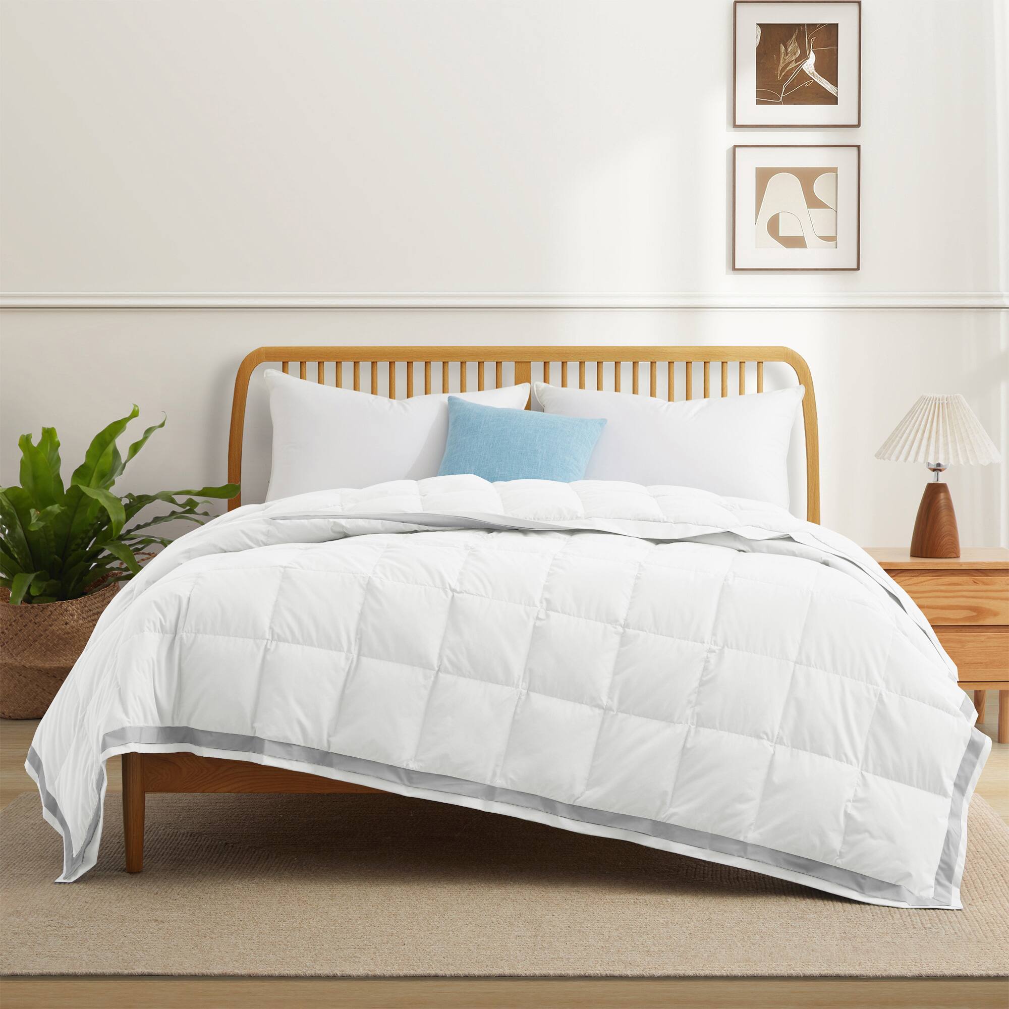 Front. Puredown - Puredown Luxurious Lightweight Cooling Down Blanket Summer Breathable Comforter for Hot Sleeper, White, 90" x 90" - White.