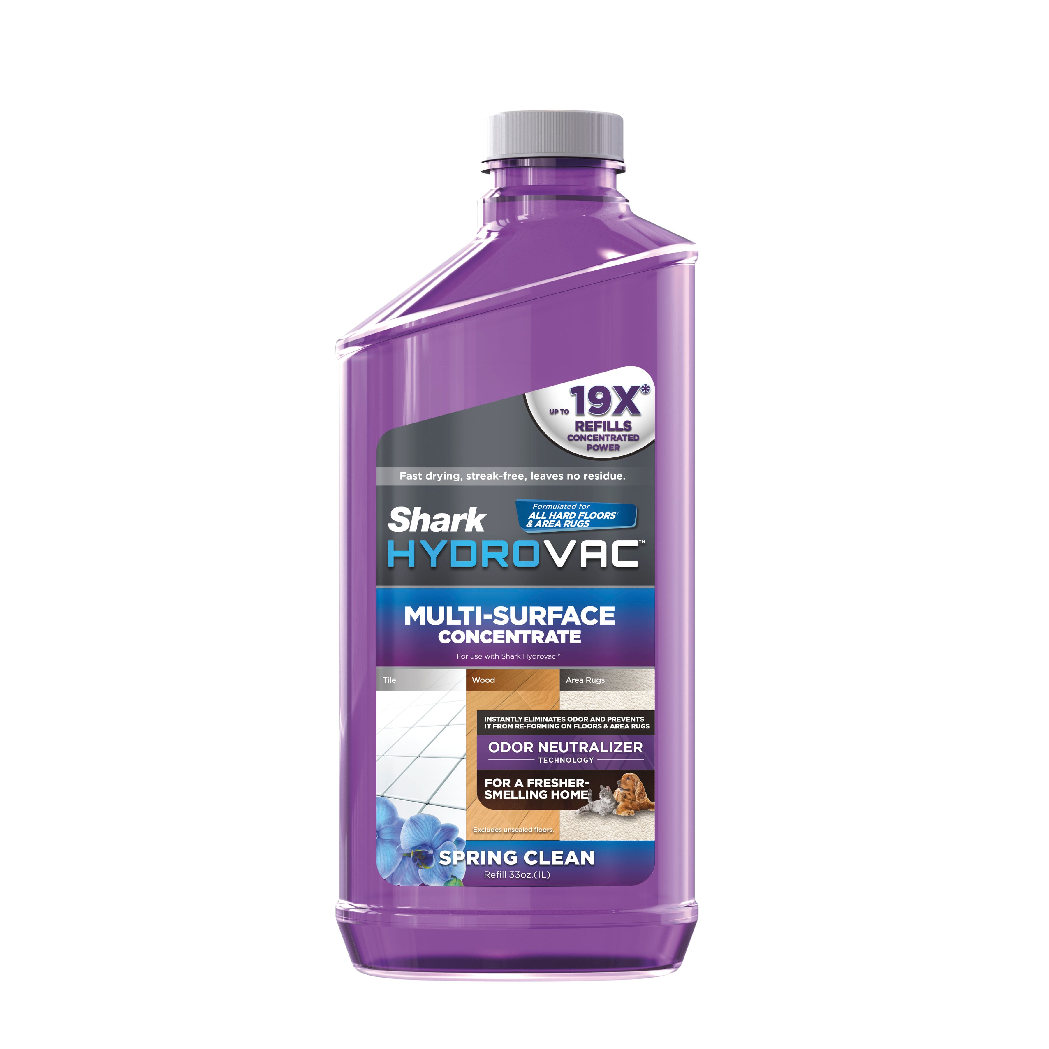 Front. Shark - HydroVac Multi-Surface Concentrate with odor neutralizer technology for sealed hard floors and area rugs.