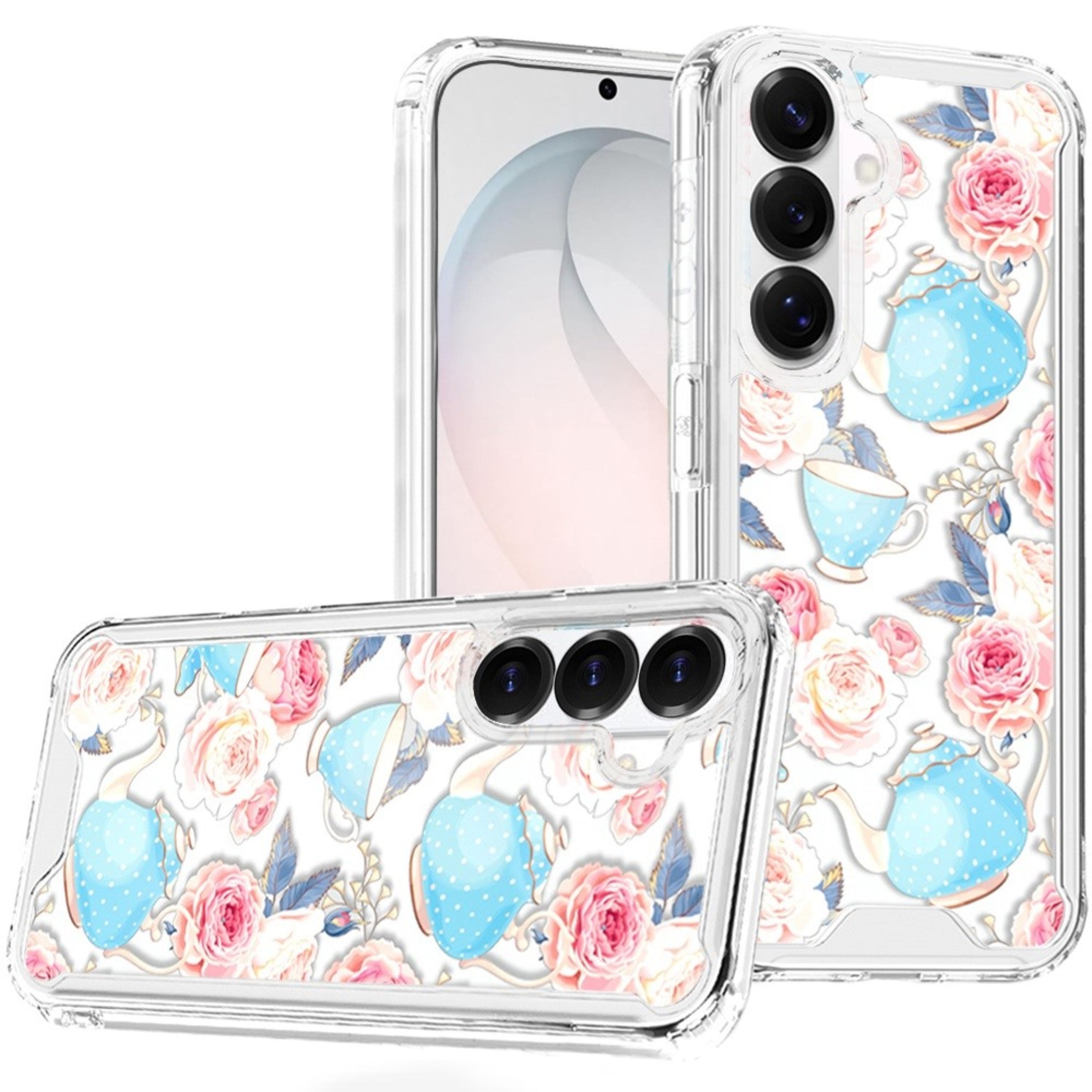 Kitcheniva - Cute Print Design On Clear TPU Cover Plus Tempered Glass For Samsung S26 FE Pink Roses - Multicolor price history on PriceWatchPro