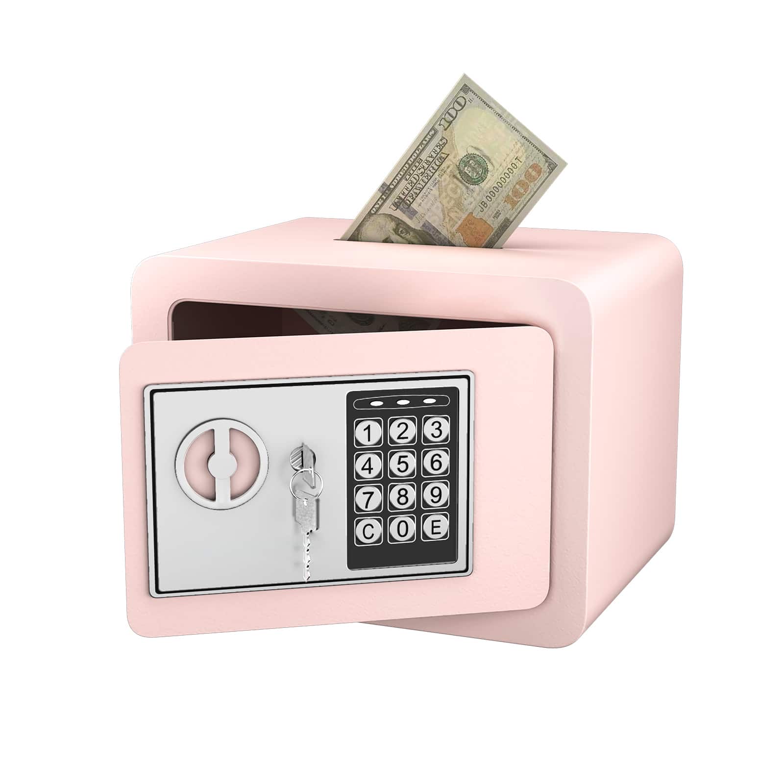 GOODSILO - Compact Digital Security Safe with Key Backup for Home and Office Use - 0.23 Cubic Feet Capacity - Pink