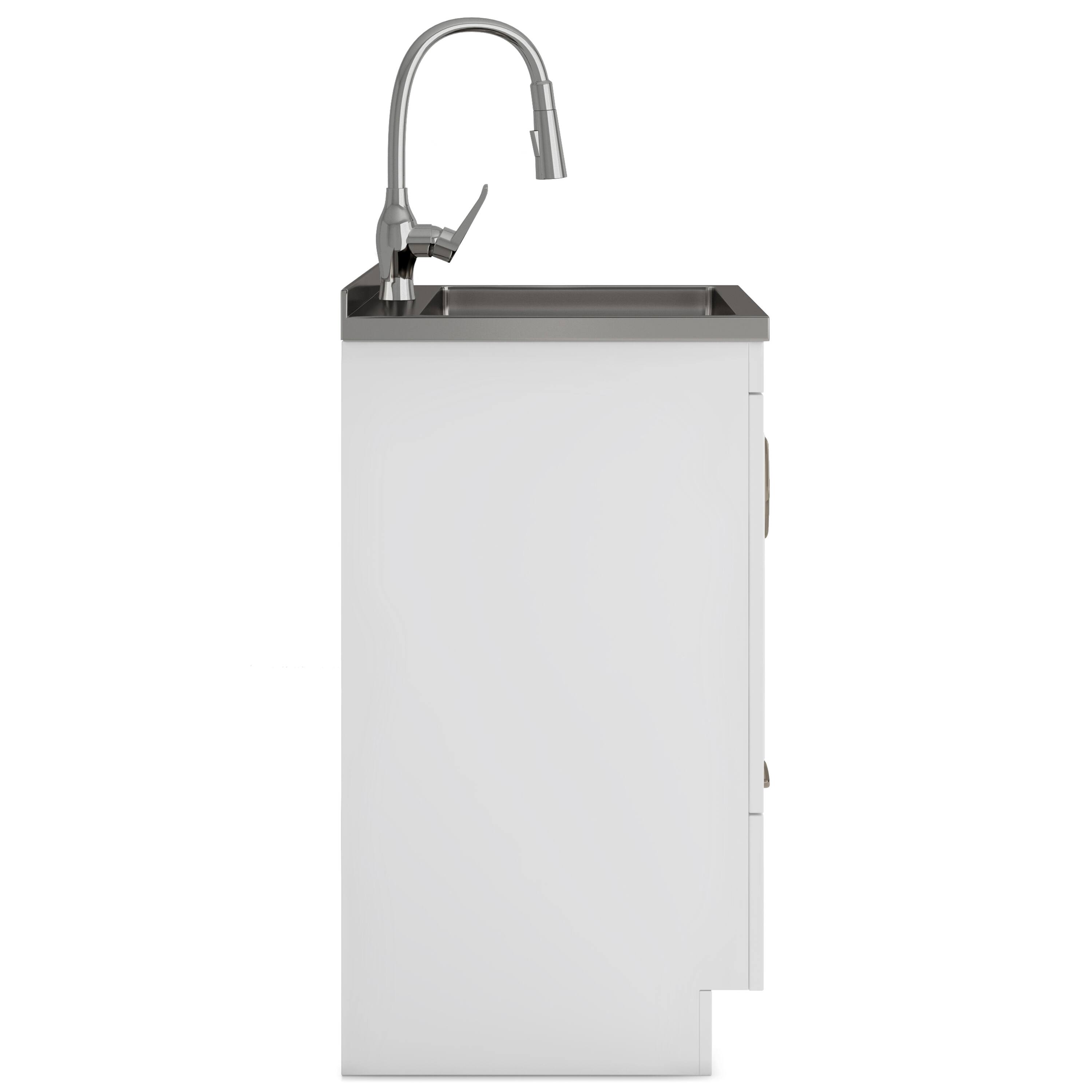 Alt View 2. Simpli Home - Reed All-In-One 24-inch Laundry Utility Sink and Cabinet - Pure White.