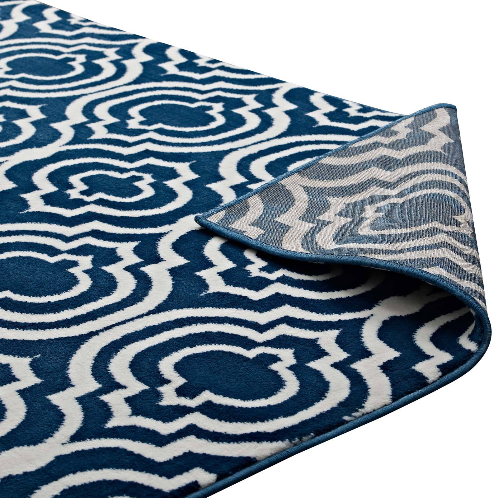 Alt View 3. Modway - Frame Transitional Moroccan Trellis Area Rug - Moroccan Blue and Ivory.