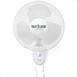 Hurricane - 12 Inch Oscillating 3 Speed Portable Wall Mount Fan, White - Supreme