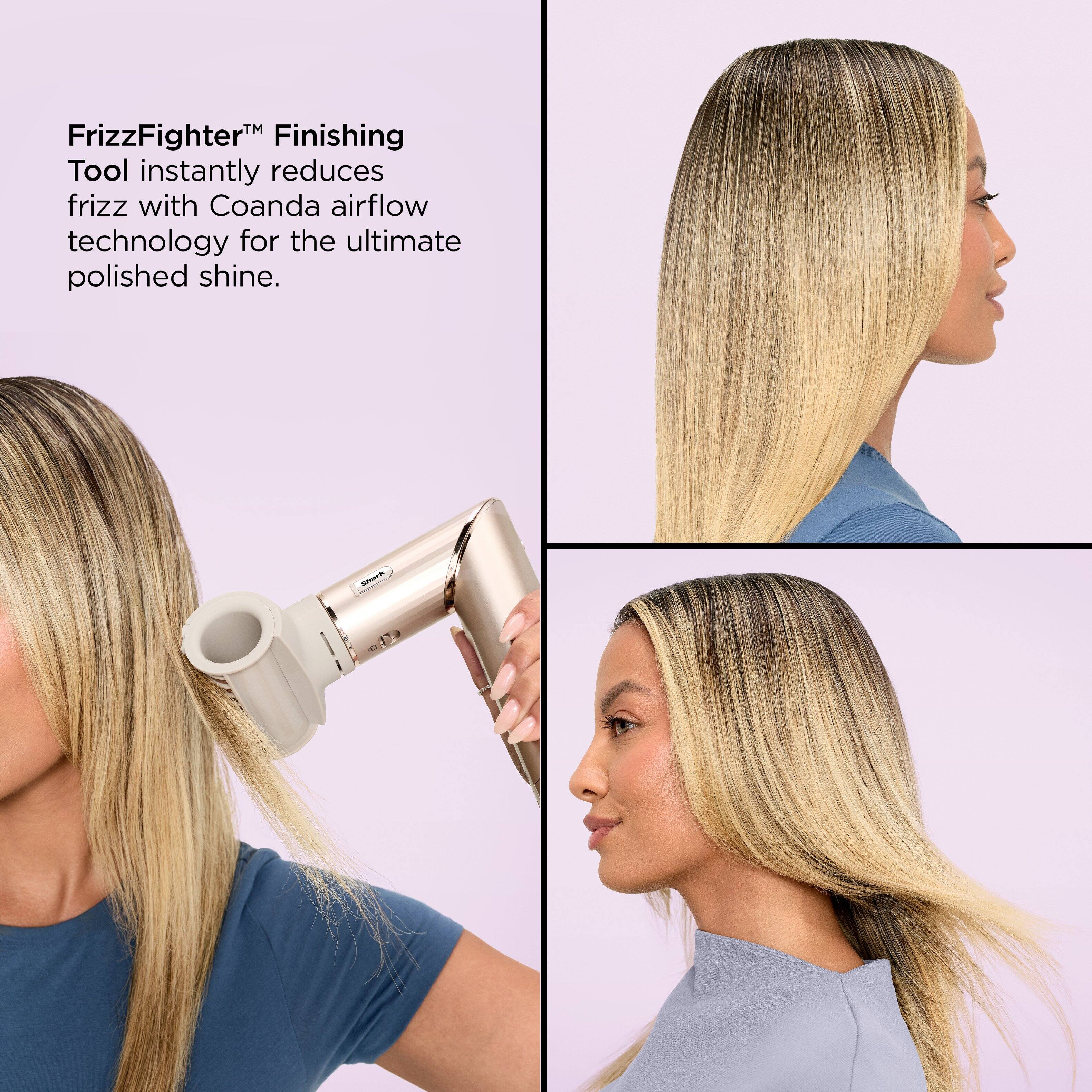 FrizzFighter™ Finishing Tool instantly reduces frizz with Coanda airflow technology for the ultimate polished shine.