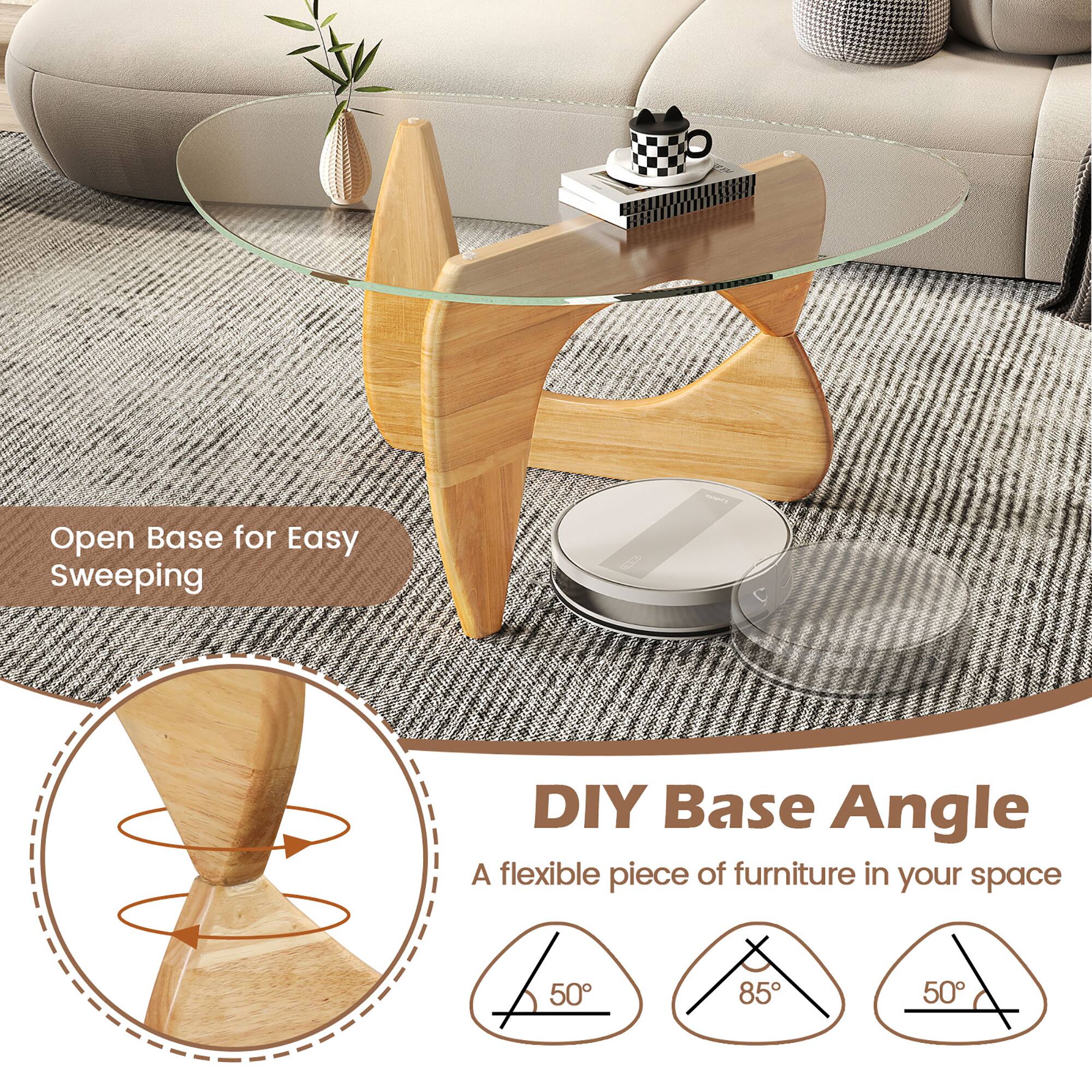 Open Base for Easy Sweeping

DIY Base Angle  
A flexible piece of furniture in your space

50°  
85°  
50°