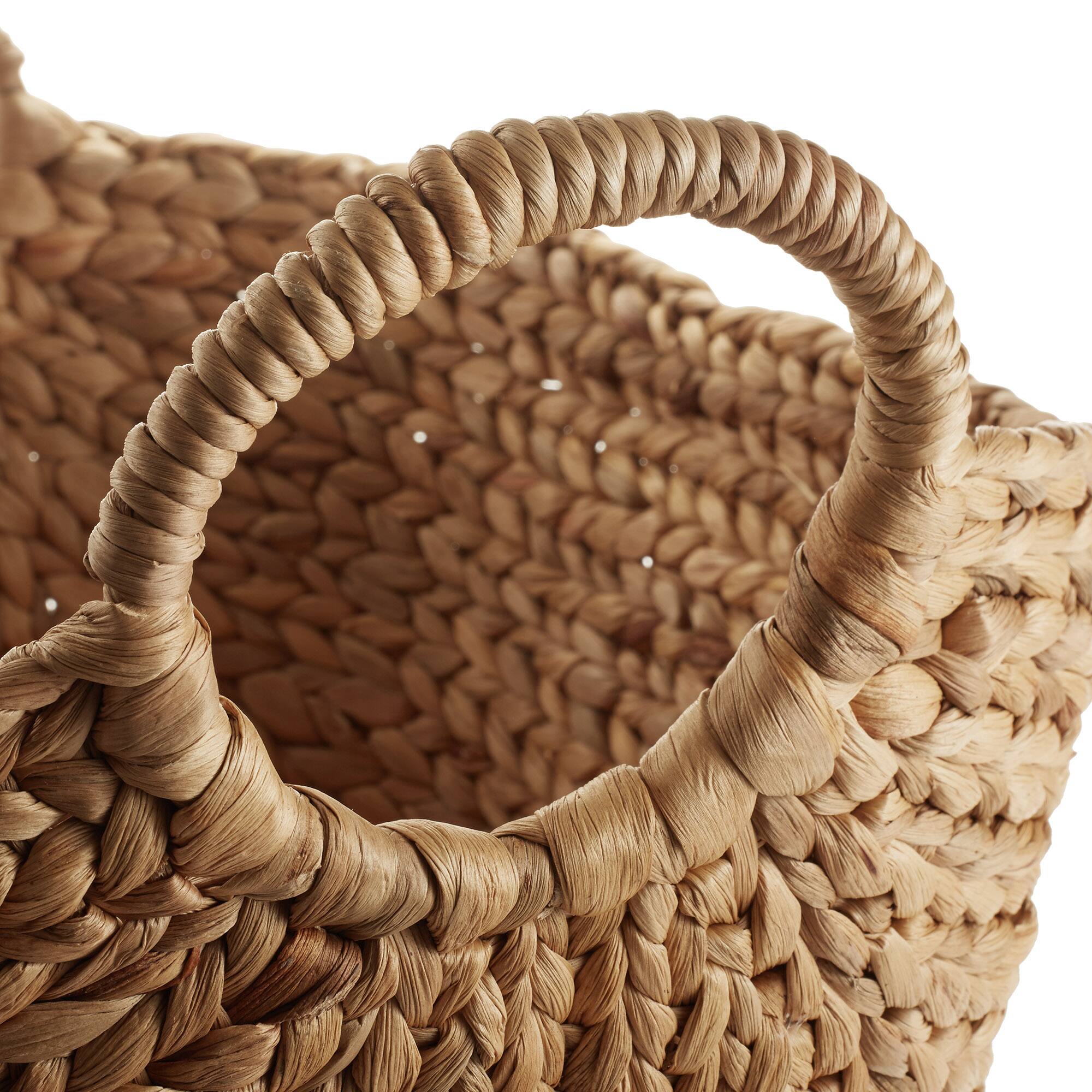 Alt View 4. Casafield - Set of 3 Water Hyacinth Storage Boat Baskets - Woven Laundry Tote Bins - Cinnamon.