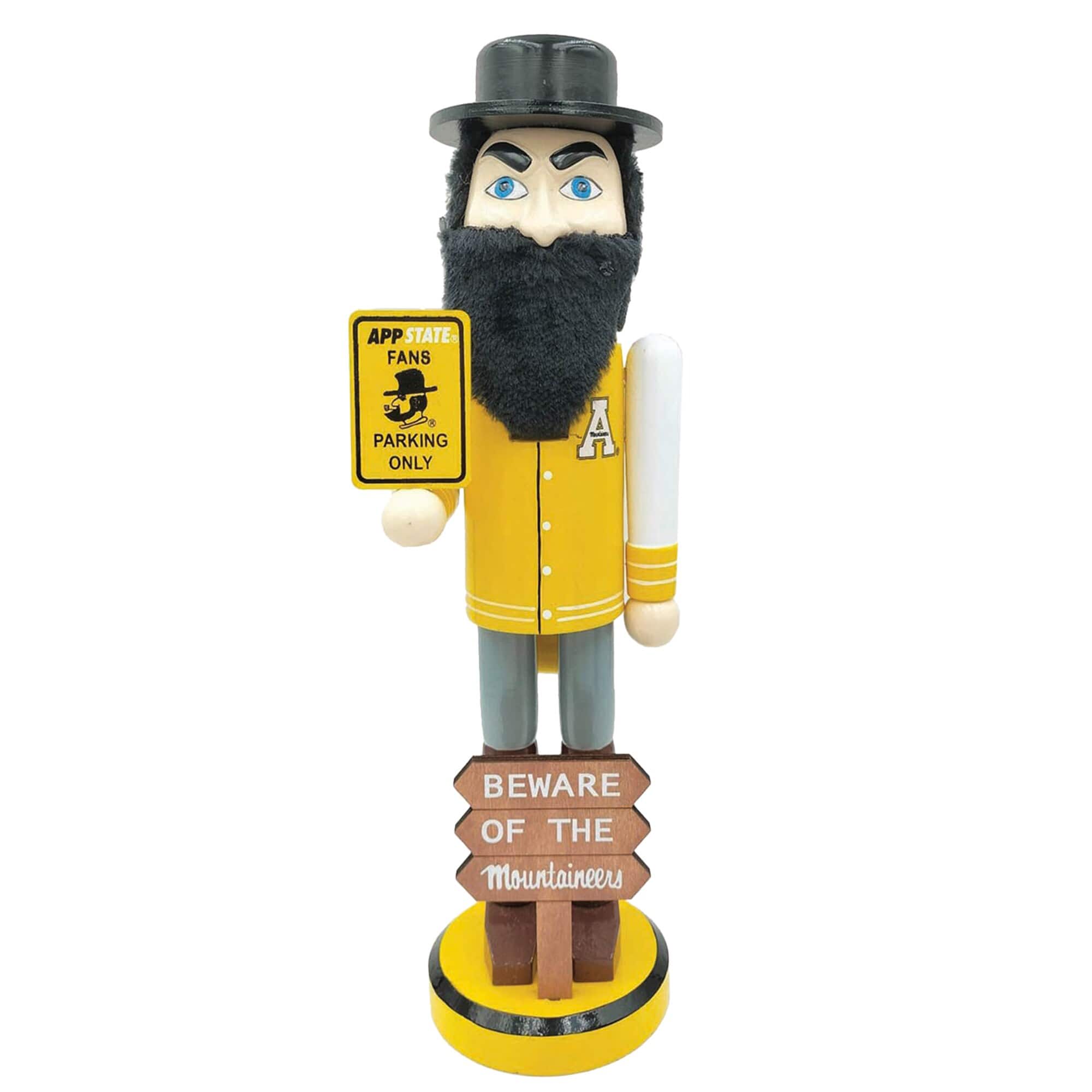 Santa's Workshop - Appalachian State Mountaineers 12" Beware Nutcracker - Gold