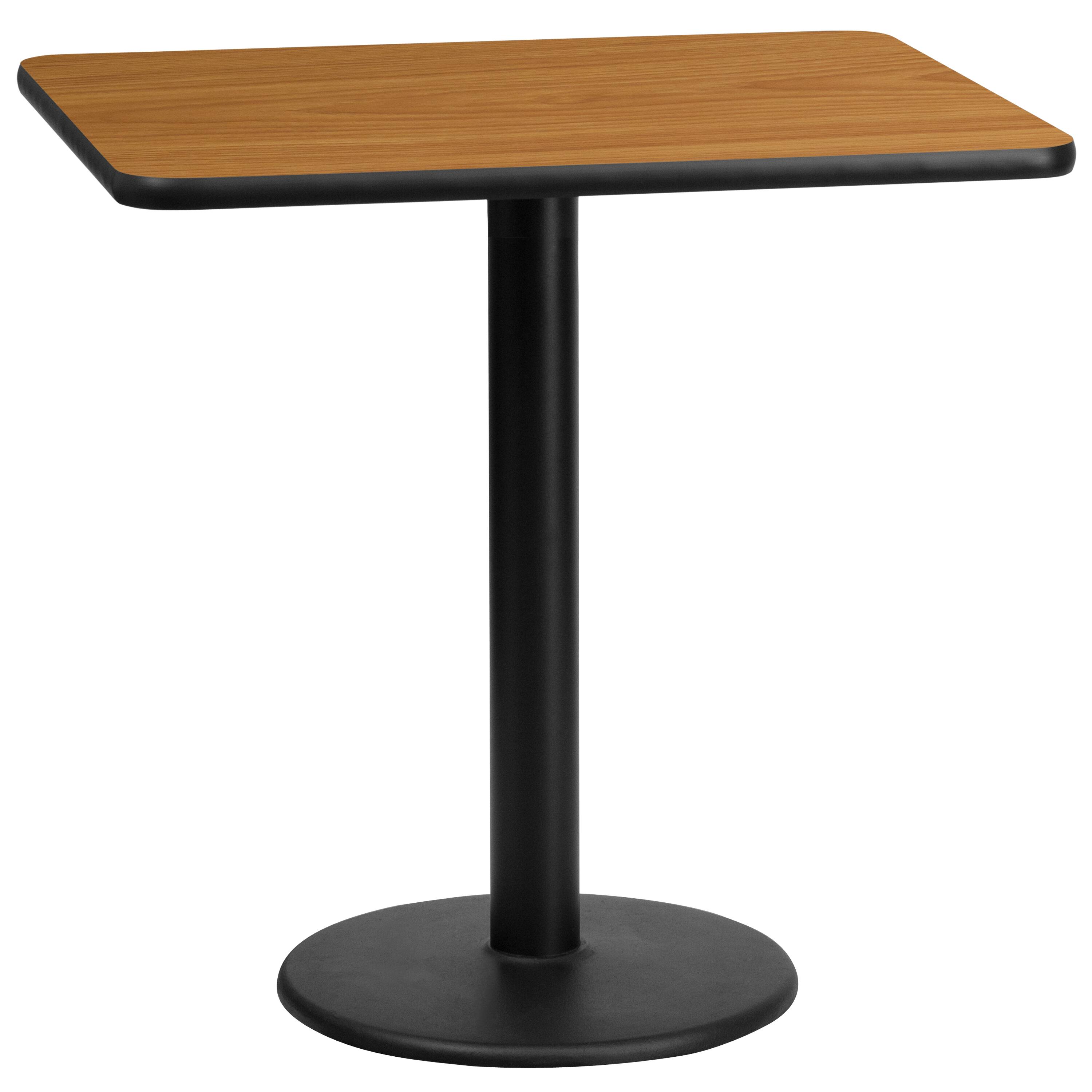 Emma + Oliver - 24"x30" Rectangular Laminate Table with 18" Round Table Base - Natural