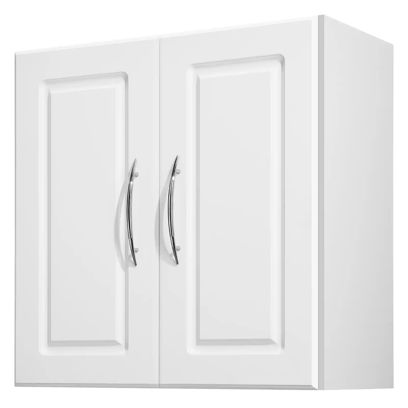 VEVOR - Laundry Room Wall Cabinet, 2-Tier Wall Mounted Hanging Cabinet with Adjustable Shelf, Cupboard Storage with 2 Doors - White