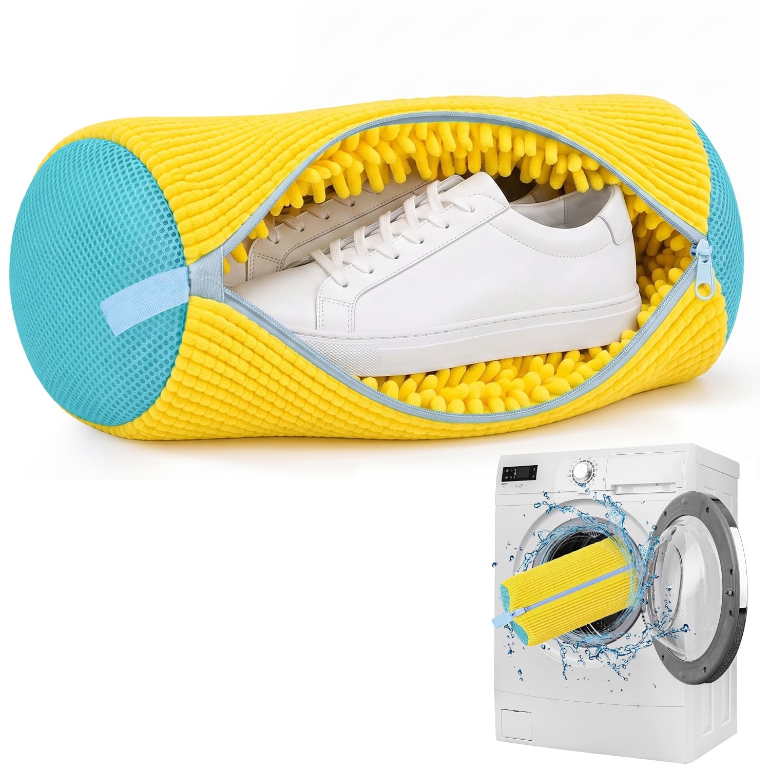 Garnen - 1 Pack Shoe Washing Machine Bag, Sneaker Shoe Laundry Bags for Washer Dryer, Microfiber Washing Bag for Running Shoes - Yellow