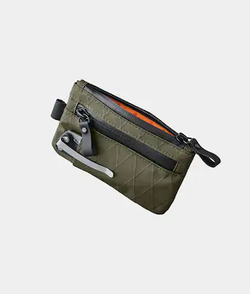 Front. ALPAKA - Zip Pouch Pro - Minimalism Zipper Wallet - RFID Blocking, ID Card Holder,Men’s Wallet with Multi-tool Slot - Dark Green X-Pac VX21.