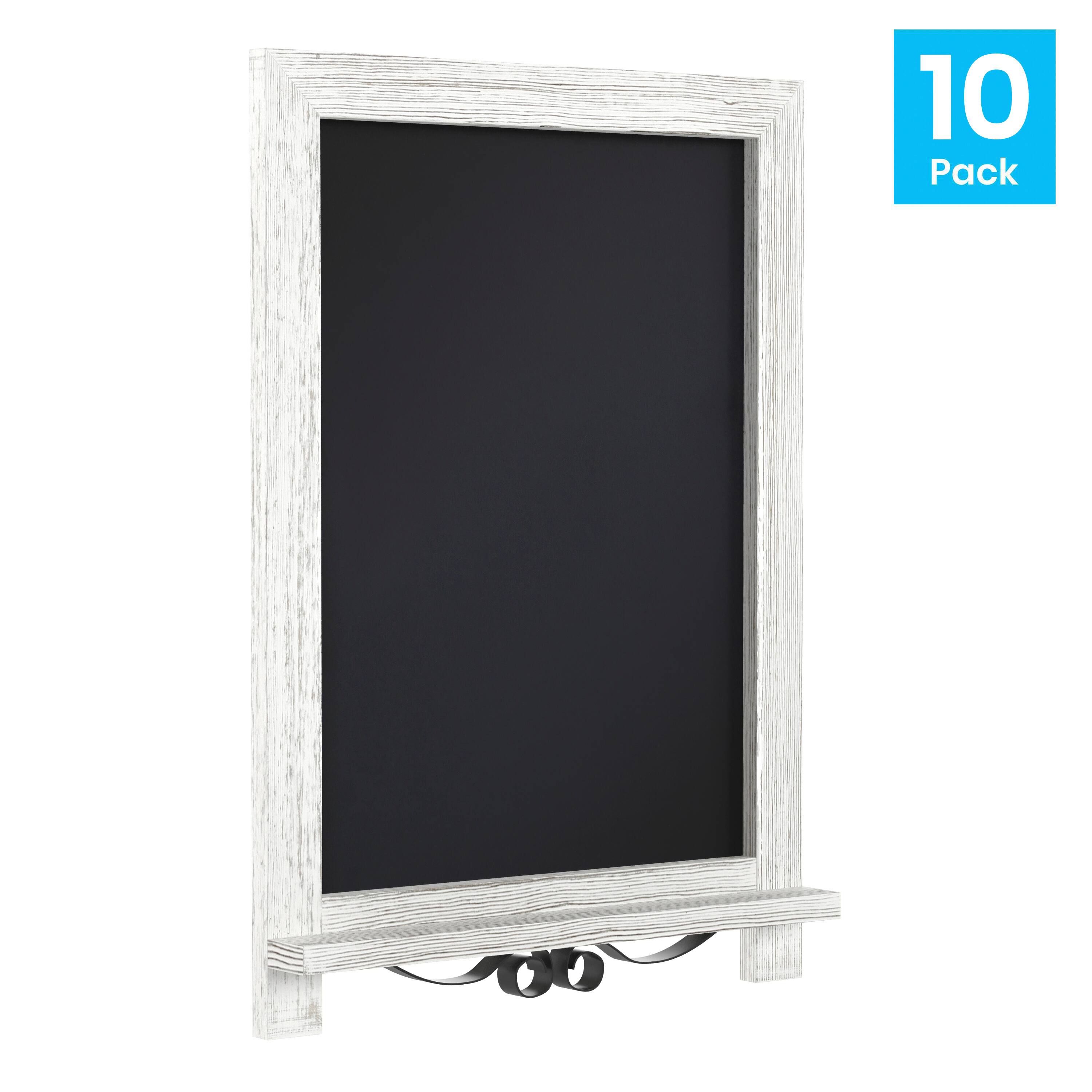Alt View 1. Emma + Oliver - Burke Rustic Vintage Tabletop or Wall Hanging Chalkboard with Magnetic Surface and Folding Legs - White Wash.