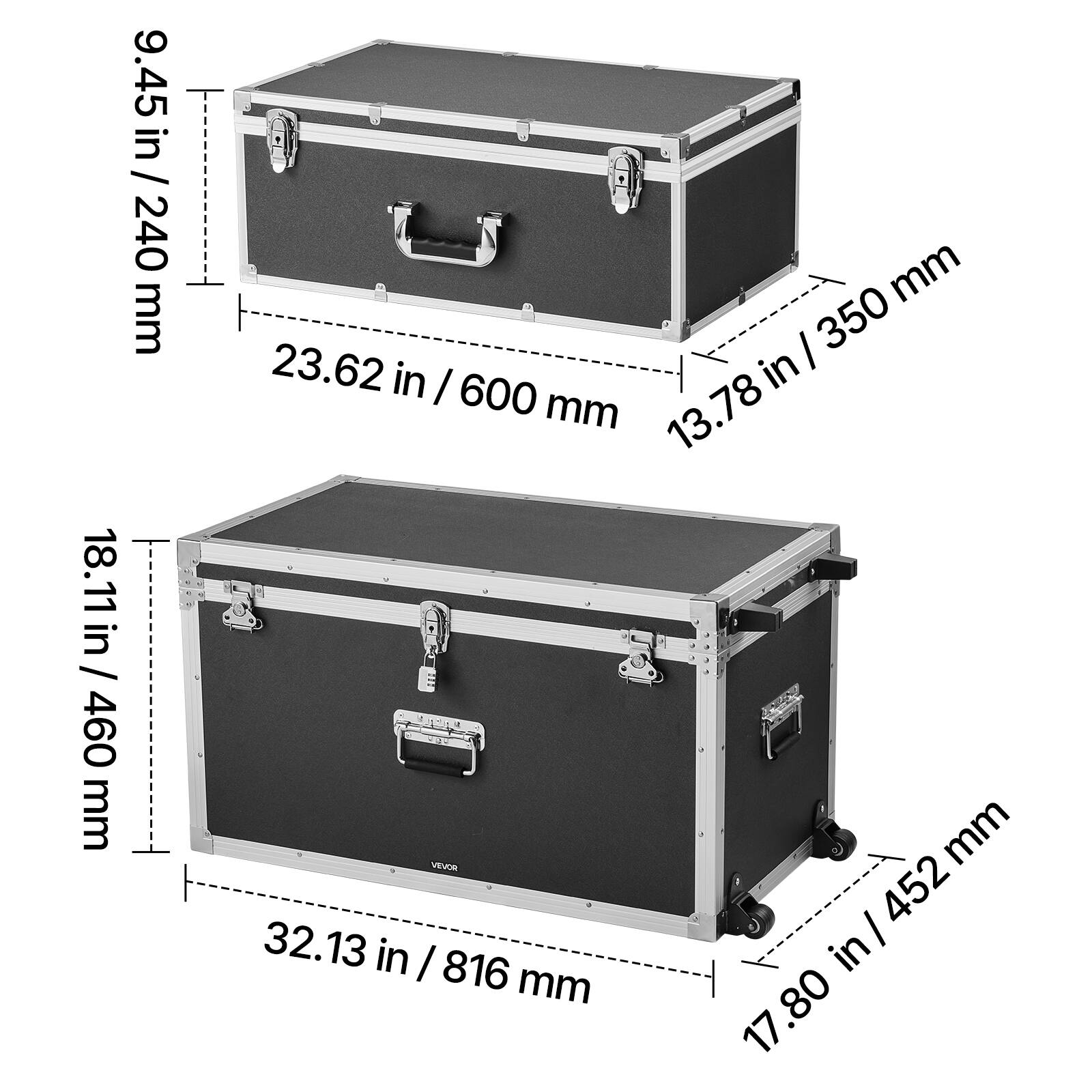 9.45 in / 240 mm  
23.62 in / 600 mm  
13.78 in / 350 mm  
18.11 in / 460 mm  
32.13 in / 816 mm  
17.80 in / 452 mm