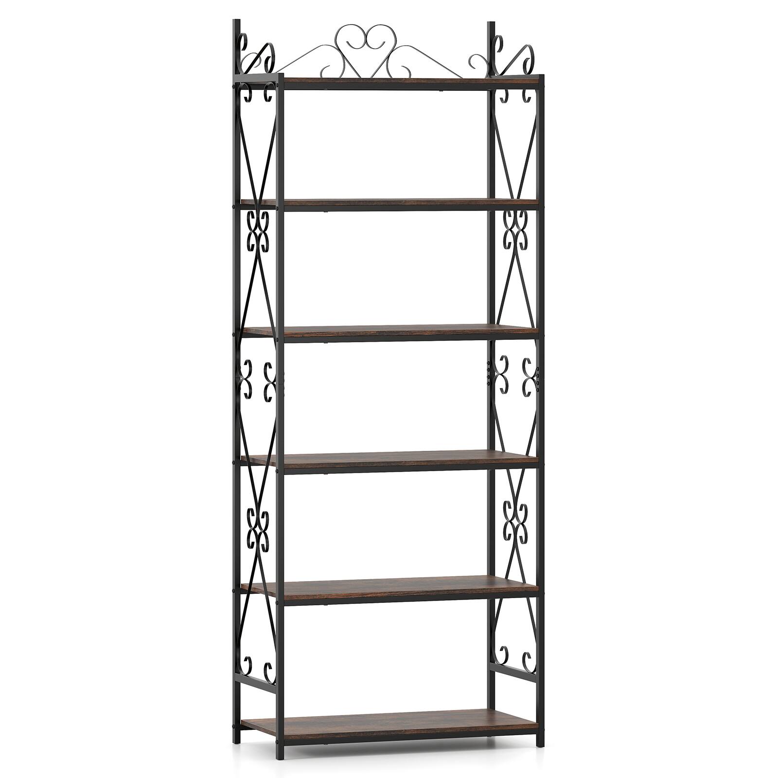 Alt View 8. Gymax - Gymax 6-Tier Bookshelf 71.5'' Industrial Tall Bookcase w/ Open Shelves for Study - Black.