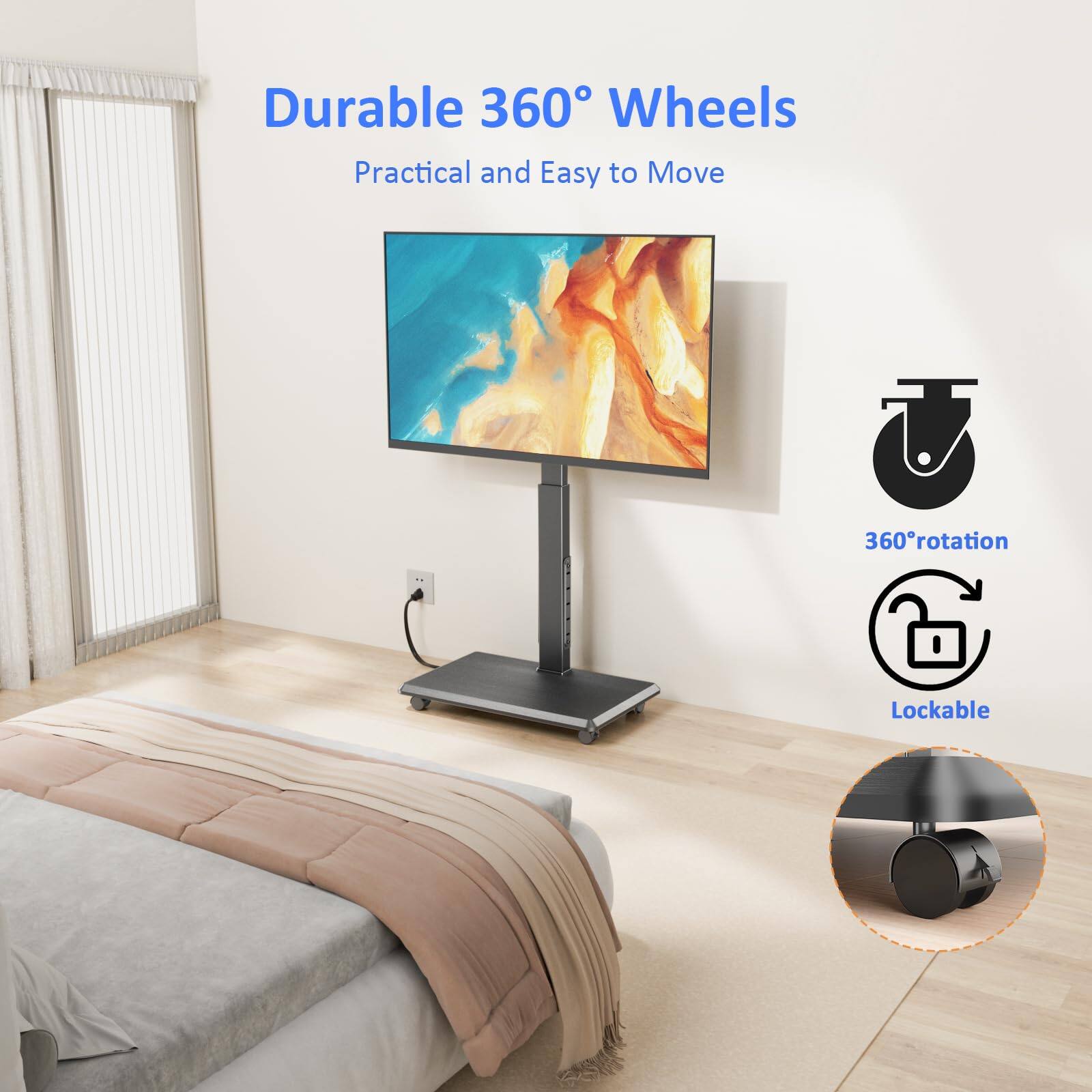 Durable 360° Wheels  
Practical and Easy to Move  

360° rotation  
Lockable