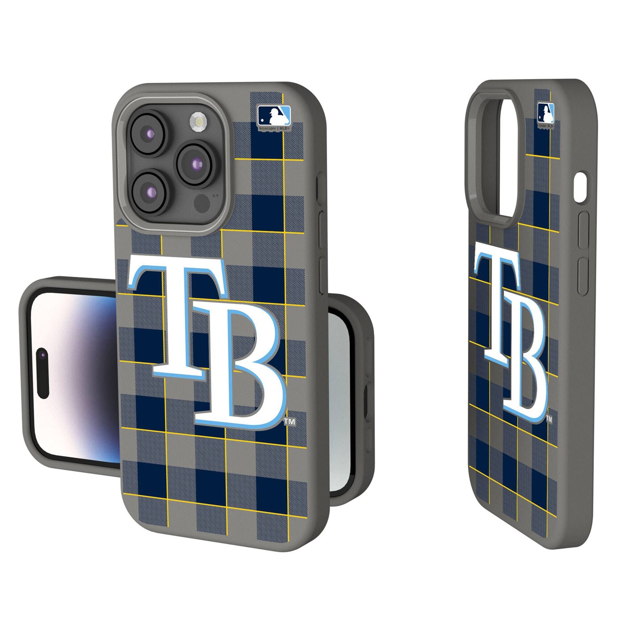 Keyscaper - MLB - Tampa Bay Rays Plaid Soft Touch iPhone Case - 14 Pro Max - Gray