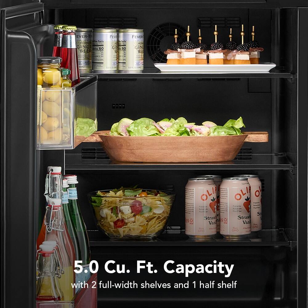 5.0 Cu. Ft. Capacity with 2 full-width shelves and 1 half shelf