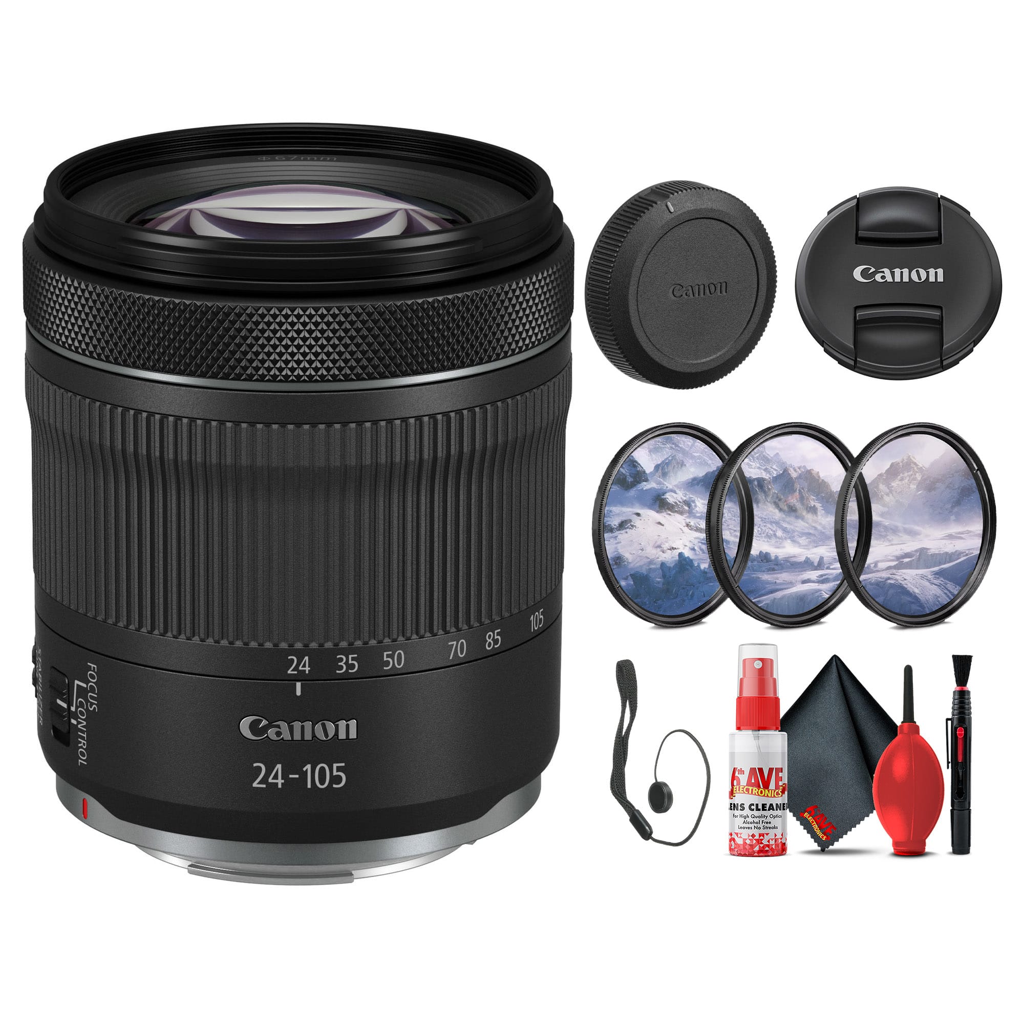 Canon - RF 24-105mm f/4-7.1 IS STM Lens (4111C002) + Filter Kit + Cap Keeper  - Bundle (International Version)
