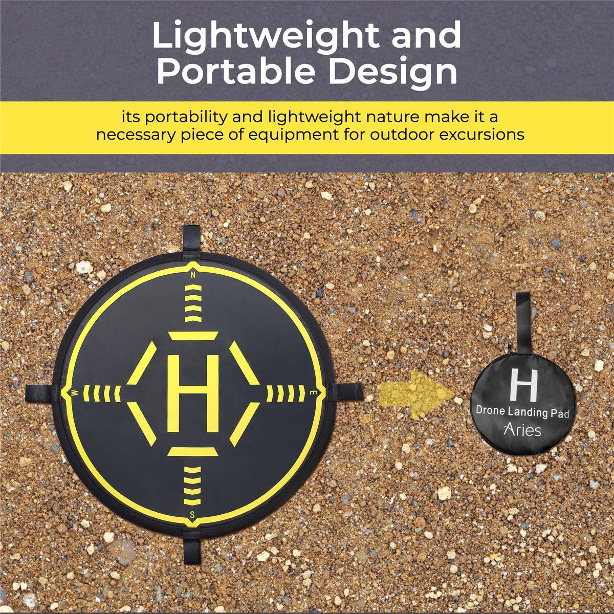 Lightweight and Portable Design  
its portability and lightweight nature make it a necessary piece of equipment for outdoor excursions  
H Drone Landing Pad Aries