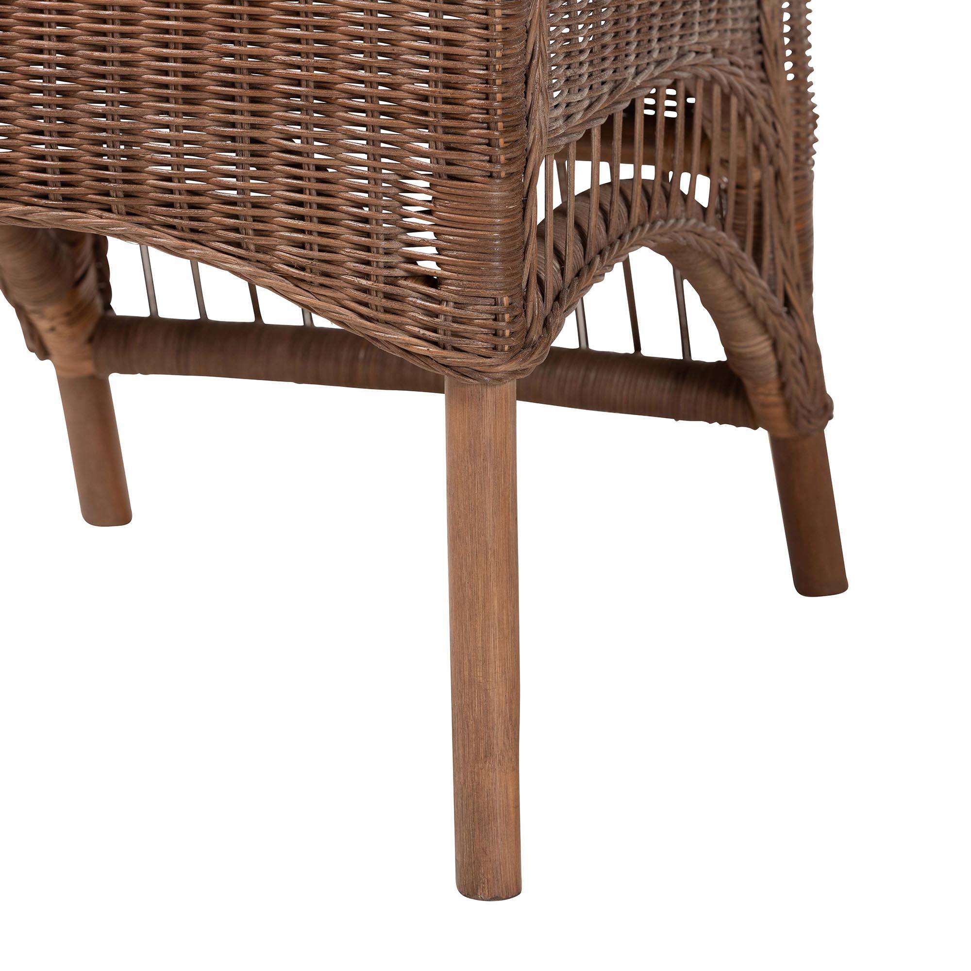 Alt View 2. bali & pari - Raya Natural Rattan Dining Chair - Handcrafted Wicker Accent Chair with High Arched Back and Cushioned Seat - Brown.