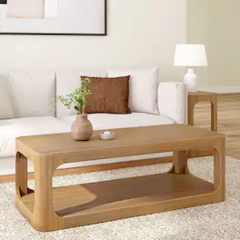 Plank+Beam - Forma Rectangular Coffee Table with Shelf (54in x 24in / 1370mm x 610mm) - Pecan